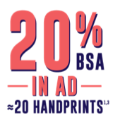  20% BSA in AD - approximately 20 handprints